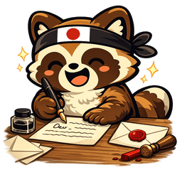 Tanuki writing a letter